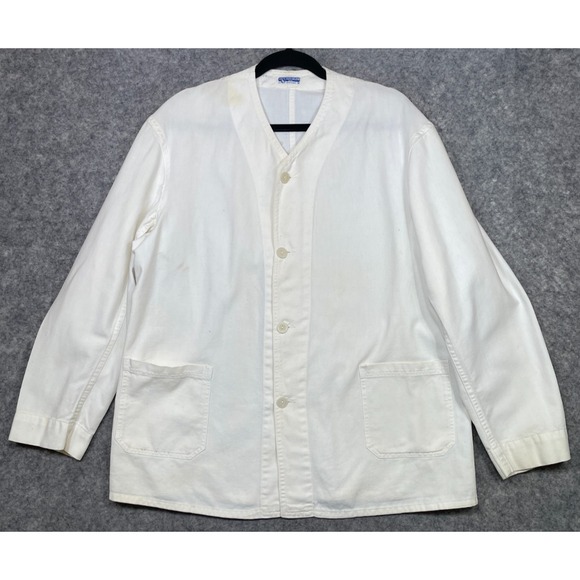 Vintage 40s 50s White Duck Brand Chore Jacket Ivory 42 Sanforized